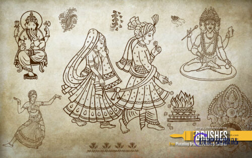 印度佛教图案、佛像、菩萨Photoshop宗教笔刷下载-玩吧资源站