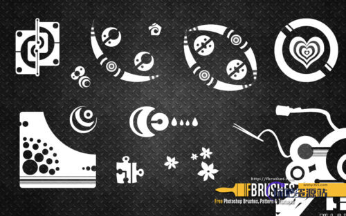 未来科技图案、时尚背景纹饰Photoshop笔刷下载-玩吧资源站