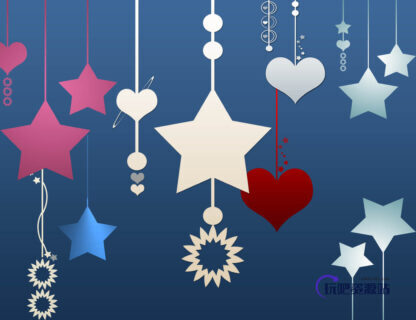 可爱爱心、星星风铃图形PS笔刷下载-玩吧资源站