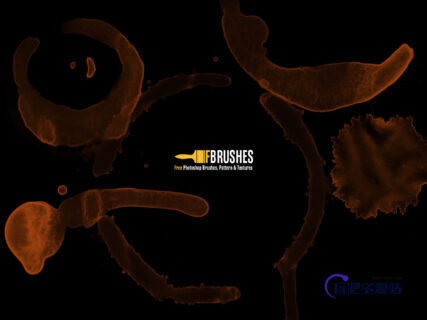 咖啡液体污渍、水渍Photoshop笔刷下载-玩吧资源站