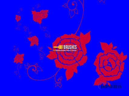 玫瑰花纹图案Photoshop印花笔刷下载-玩吧资源站