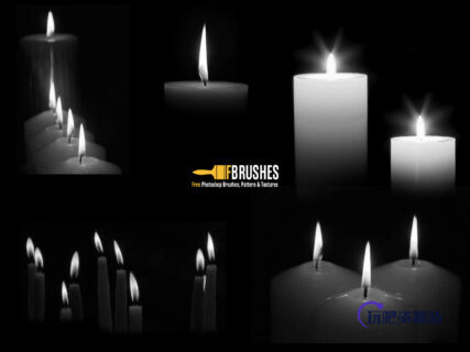 真实点燃的蜡烛、烛光、烛火Photoshop笔刷下载-玩吧资源站