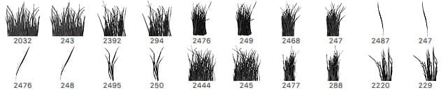 20种免费的青草、小草、草丛Photoshop笔刷下载