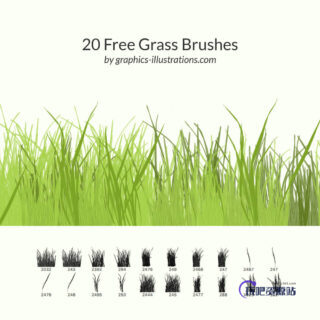 20种免费的青草、小草、草丛Photoshop笔刷下载-玩吧资源站