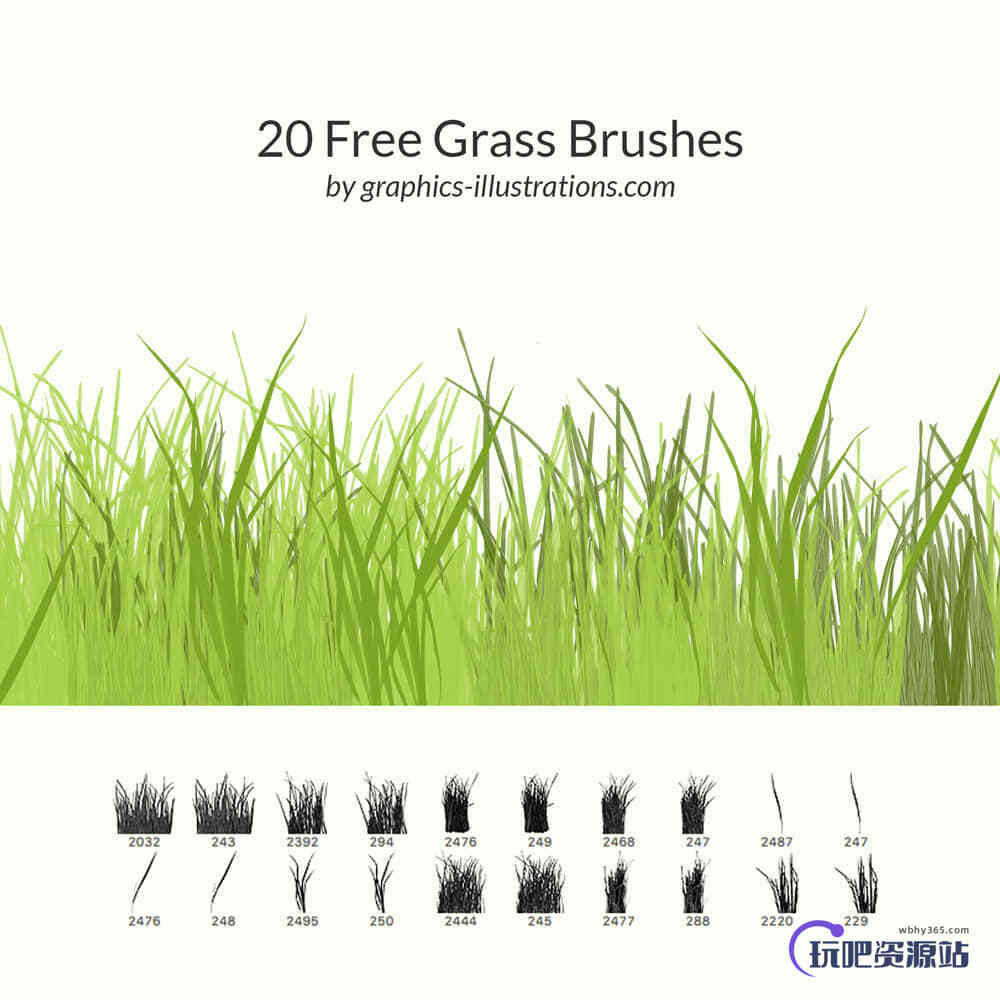 20种免费的青草、小草、草丛Photoshop笔刷下载