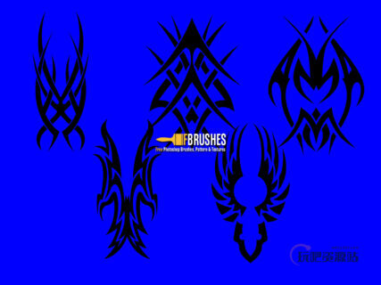 酷炫部落徽章、神秘纹饰图案PS笔刷下载-玩吧资源站