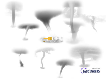 各种龙卷风效果PS天气笔刷下载-玩吧资源站