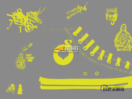 街头涂鸦元素Photoshop酷炫笔刷-玩吧资源站