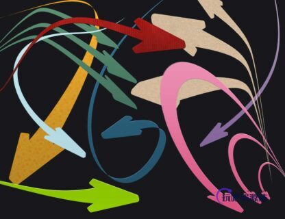 肆意弯曲、扭曲的箭头图案标记PS笔刷下载-玩吧资源站