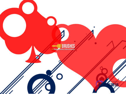 时尚红桃、爱心图案PS笔刷下载-玩吧资源站
