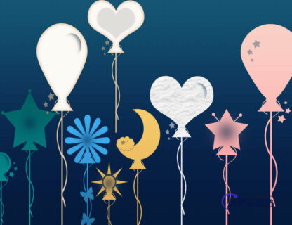 爱心、星星、月亮、花朵气球图案PS装扮笔刷-玩吧资源站