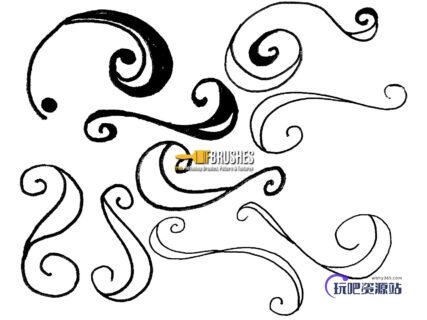 随意涂鸦线条图案PS笔刷下载-玩吧资源站