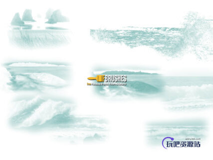 海浪、水花、波浪、海边Photoshop笔刷下载-玩吧资源站