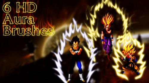 6种七龙珠爆发式火焰光环PS笔刷素材-玩吧资源站