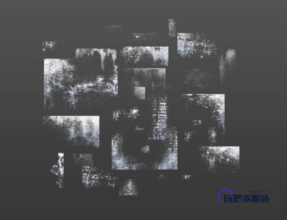 陈旧的建筑墙面纹理、破碎的边界效果Photoshop笔刷下载-玩吧资源站