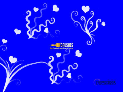 童趣涂鸦爱心花纹PS爱情纹饰笔刷-玩吧资源站