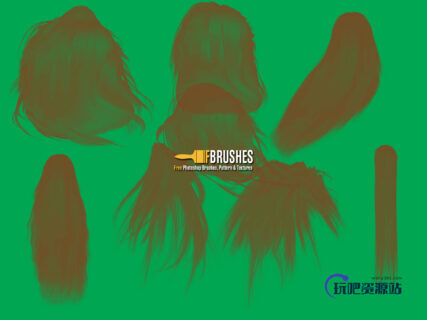 女式长发发型Photoshop笔刷素材下载-玩吧资源站