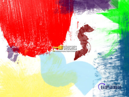 高清油漆刷子痕迹、涂抹效果Photoshop笔刷素材-玩吧资源站