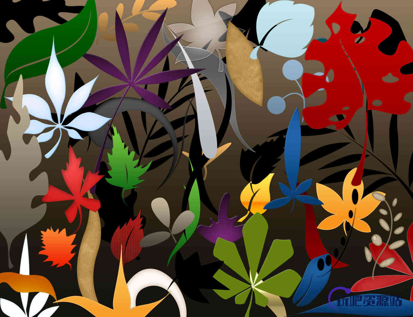 植物花纹、手绘树叶图案Photoshop笔刷下载