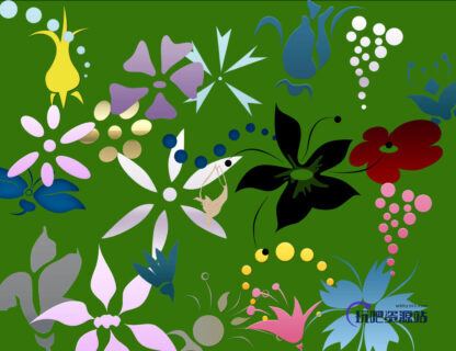 简单各式花纹图案Photoshop笔刷下载-玩吧资源站