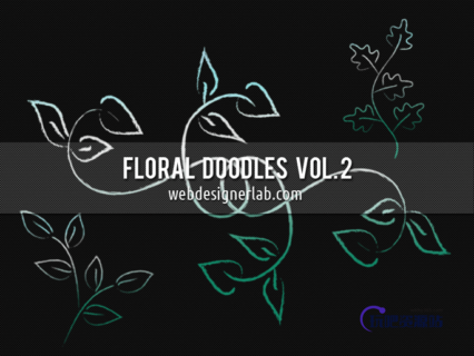 漂亮的手绘植物花纹艺术图案photoshop笔刷素材-玩吧资源站