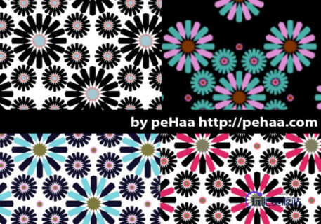 4种多边花纹图案Photoshop填充素材下载-玩吧资源站