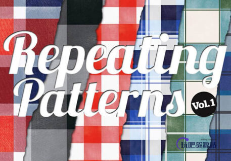 6种高清格子布样式效果Photoshop底纹填充素材下载（图片格式）-玩吧资源站