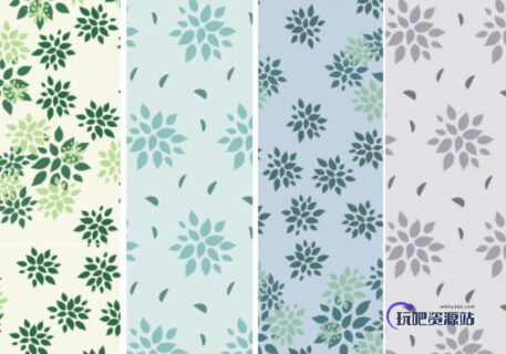 4组小清新印花图案Photoshop笔刷下载-玩吧资源站