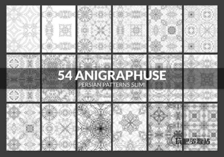 复古式波斯花纹图案Photoshop填充图案底纹素材 Patterns 下载-玩吧资源站