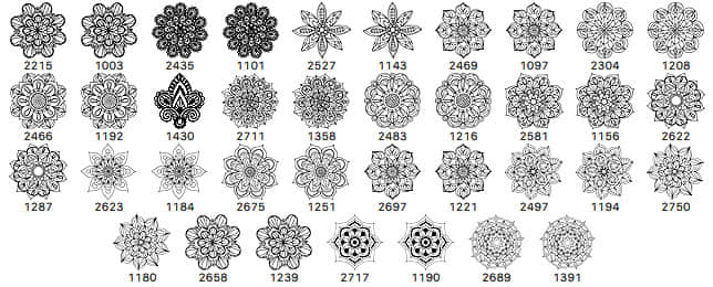 37种漂亮的曼荼罗花纹、印花图案Photoshop笔刷素材