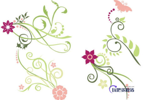 优雅的植物艺术纹饰图案Photoshop印花笔刷-玩吧资源站