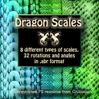 动物鳞甲、鳞片、蛇鳞Photoshop笔刷素材-玩吧资源站