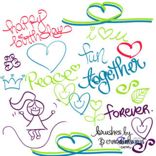 手绘童趣涂鸦PS头像装扮笔刷-玩吧资源站