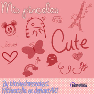 可爱萌系手绘涂鸦PS照片美图笔刷-玩吧资源站