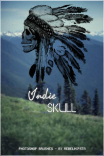 非主流骷髅头部落酋长PS笔刷素材下载-玩吧资源站