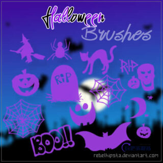 万圣节快乐呆萌涂鸦PS美图笔刷-玩吧资源站