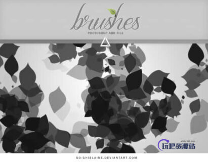 树叶、叶子图形PS笔刷下载-玩吧资源站