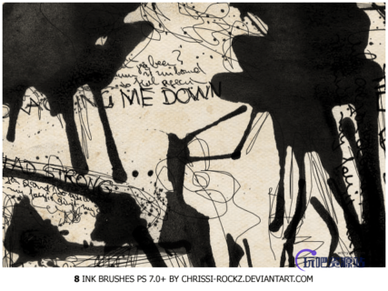 油墨痕迹Photoshop水墨笔刷-玩吧资源站