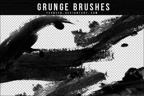 油墨刷子涂痕PS笔刷下载-玩吧资源站