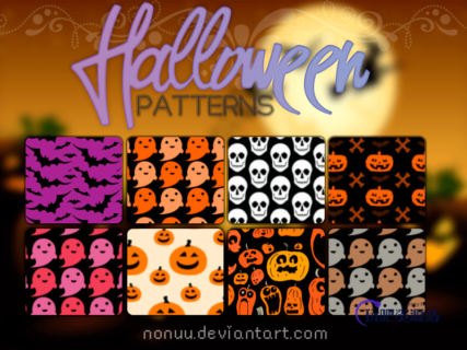 万圣节卡通背景PS填充素材下载-玩吧资源站