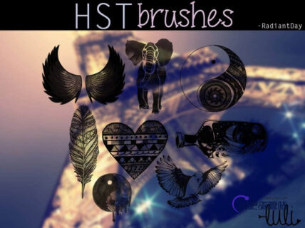 翅膀、大象、太极、羽毛、爱心、酒瓶、鸽子等PS笔刷下载-玩吧资源站