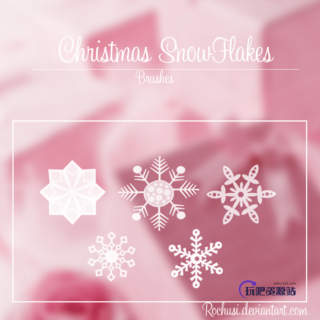 可爱漂亮的雪花花纹图案PS笔刷下载-玩吧资源站
