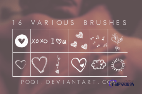 可爱呆萌情人节七夕照片装饰PS美图笔刷下载-玩吧资源站