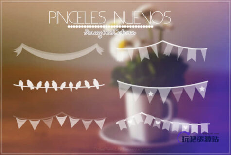 旗帜、旗条、横幅PS装饰笔刷-玩吧资源站