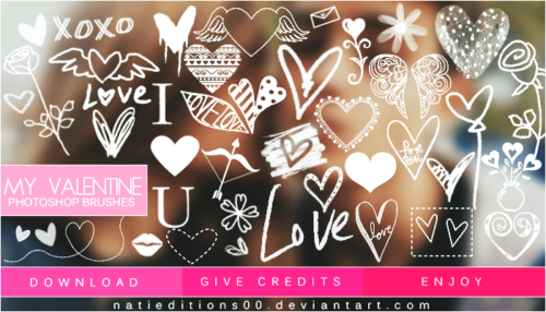 12种爱情涂鸦装饰PS美图笔刷下载-玩吧资源站