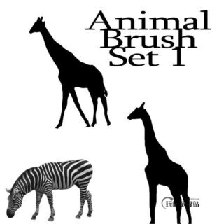 长颈鹿、斑马Photoshop笔刷素材-玩吧资源站