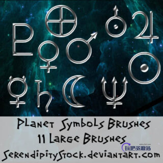 常用符号Photoshop笔刷素材-玩吧资源站