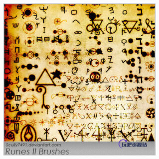 神魔符文、神秘符号Photoshop笔刷下载-玩吧资源站