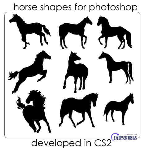 骏马剪影造型姿势photoshop自定义形状素材 .csh 下载