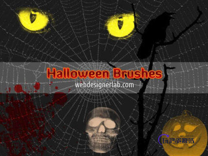 万圣节恐怖元素Photoshop装饰笔刷-玩吧资源站